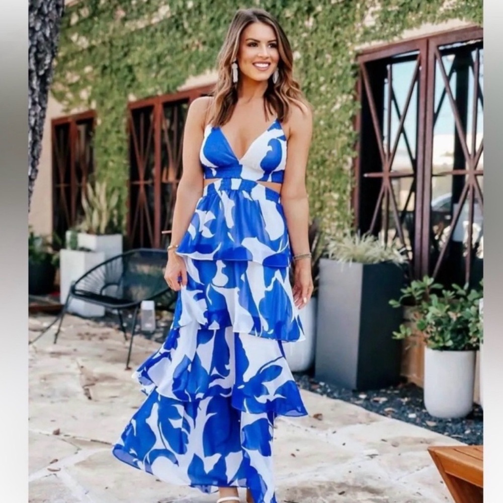 Express Floral Ruffle Maxi Dress